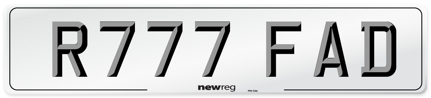 R777 FAD Number Plate from New Reg